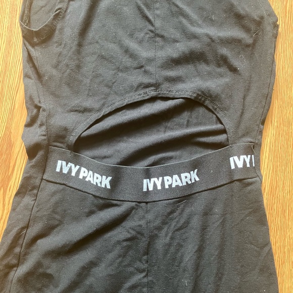Ivy Park Black Fitted Logo Mock Neck Funnel Midi Dress Small - Picture 6 of 9
